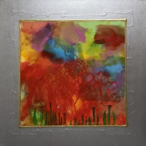 Rode tulpen in landschap