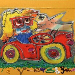 Jonge dame - Meisje in haar auto. - in haar zon.