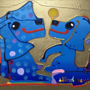 Twee honden Two dogs.  hond - honden - bal