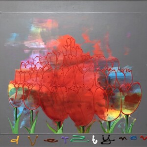 Tulpen rood in grijze ochtend