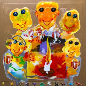 Aan tafel wijntje en een glaasje fris