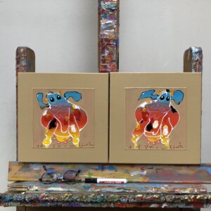 Tweeluik  Koetje links-koetje rechts