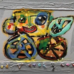 Op het strand fietsen  meisje 80x60x3cm azr grijs unica