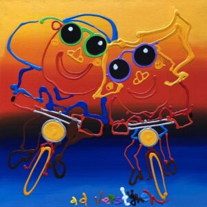 Samen fietsen in avondlicht